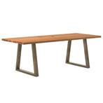 vidaXL Eettafel rechthoekig 220x90x74 cm massief eikenhout, Huis en Inrichting, Tafels | Eettafels, Verzenden, Nieuw