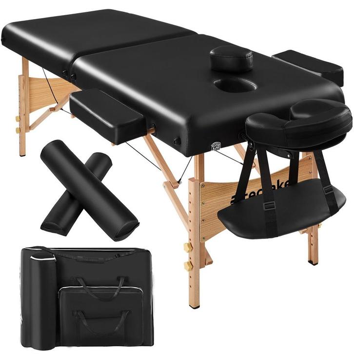 tectake Massagetafel-set met 2 zones, 7,5cm matras en houten, Sport en Fitness, Massageproducten, Verzenden