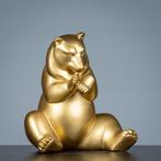Figuur - Goudkleurige beer - polystone, Antiek en Kunst