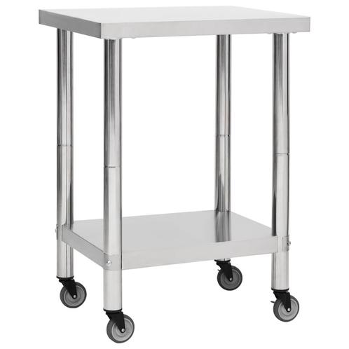 vidaXL Keukenwerktafel met wielen 60x45x85 cm roestvrij, Zakelijke goederen, Horeca | Overige, Verzenden