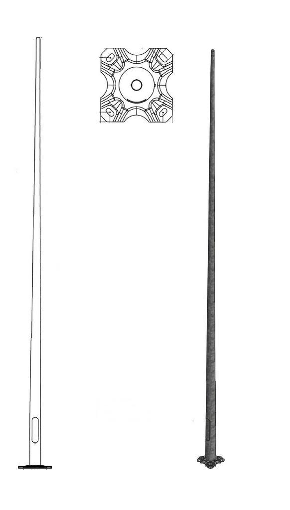 3 meter conische stalen lantaarnpaal met voetplaat / montage, Zakelijke goederen, Overige Zakelijke goederen, Verzenden