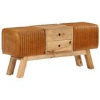 vidaXL Bankje turnbok 107 cm echt geitenleer massief, Huis en Inrichting, Stoelen, Verzenden, Nieuw