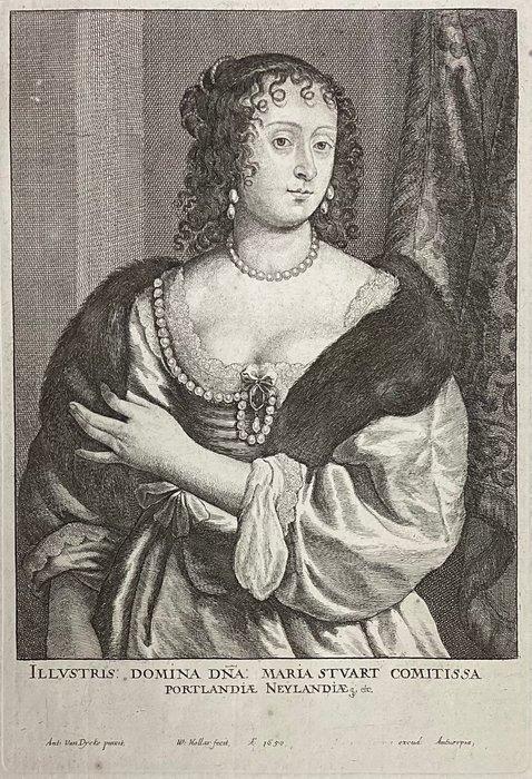 Wenceslaus Hollar (1607-1677) - Ritratto di Maria Stuarda,, Antiek en Kunst, Antiek | Overige Antiek