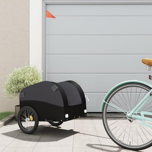 vidaXL Fietstrailer 30 kg ijzer zwart, Fietsen en Brommers, Fietsaccessoires | Aanhangwagens en Karren, Nieuw, Verzenden