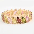 Ring - 14 karaat Geel goud -  4.41ct. tw. Toermalijn, Handtassen en Accessoires, Ringen, Nieuw