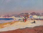 Louis Nattero (1870-1915) - Marseille, people on the beach, Antiquités & Art, Art | Peinture | Classique