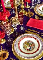Lavendel damast tafelkleed voor grote tafels, bloemendamast., Antiek en Kunst