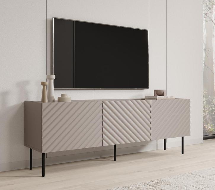 Meubella | TV-Meubel beige 165x40x59 | hotel chique modern, Huis en Inrichting, Kasten |Televisiemeubels, 25 tot 50 cm, Nieuw