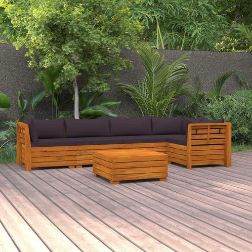 vidaXL 6-delige Loungeset met kussens massief acaciahout, Tuin en Terras, Tuinsets en Loungesets, Loungeset, Nieuw, Verzenden