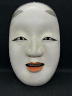 Noh masker - Hout, houten beeldhouwde houten Noh-masker -, Antiek en Kunst