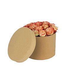 Bloemendoos hoedendoos karton ø14xh10cm bruin schattig, Maison & Meubles, Accessoires pour la Maison | Plantes & Fleurs artificielles