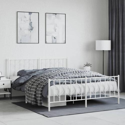 vidaXL Bedframe met hoofd- en voeteneinde metaal wit 160x200, Huis en Inrichting, Slaapkamer | Bedden, Nieuw, Verzenden