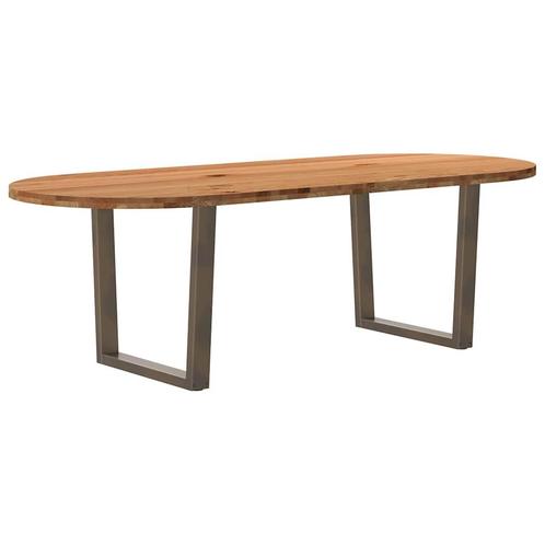 vidaXL Eettafel 240x100x74 cm ovaal massief eikenhout, Huis en Inrichting, Tafels | Eettafels, Nieuw, Verzenden