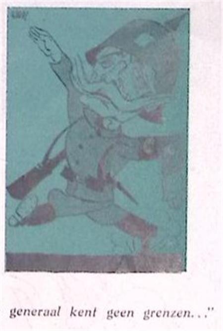 Snijders loopt als fascist op spotprent (lijst optie), Antiek en Kunst, Kunst | Litho's en Zeefdrukken, Verzenden