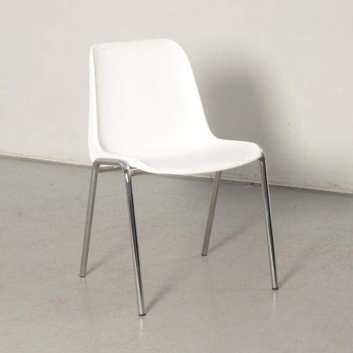 Bericoplast kantinestoel, wit, 4-poot onderstel, Huis en Inrichting, Stoelen, Gebruikt, Ophalen of Verzenden