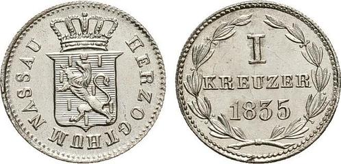 Kreuzer 1835 Nassau Wilhelm 1816-1839, Postzegels en Munten, Munten | Europa | Niet-Euromunten, België, Verzenden