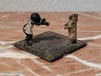 Geschutzt - sculptuur, Bambina con cane - 2.5 cm - Brons,