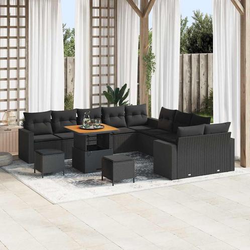 vidaXL Tuinbank Set met kussen met opslag 13 pcs Zwart 80 x, Tuin en Terras, Tuinsets en Loungesets, Nieuw, Verzenden