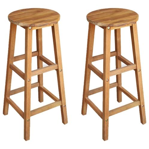 vidaXL Barkrukken 2 st massief acaciahout, Tuin en Terras, Tuinstoelen, Nieuw, Verzenden