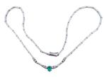 Collier - 18 carats Or blanc Émeraude - Diamant
