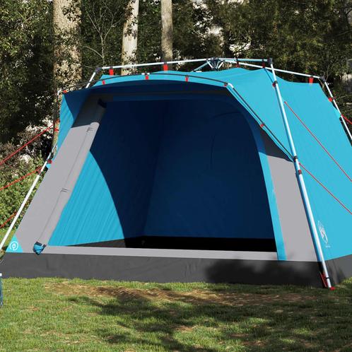 vidaXL Kampeertent 4-persoons snelontgrendeling blauw, Caravans en Kamperen, Tenten, Nieuw, Verzenden