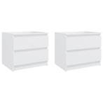 vidaXL Nachtkastjes 2 st 50x39x43,5 cm bewerkt hout wit, Huis en Inrichting, Slaapkamer | Nachtkastjes, Verzenden, Nieuw