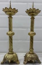 Kaarsenhouder (2) - Verguld brons - Paar religieuze, Antiek en Kunst