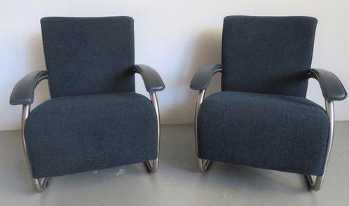 Fauteuil (2) - Cuir, Métal, Antiek en Kunst, Antiek | Meubels | Stoelen en Sofa's