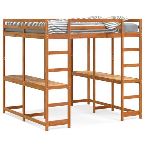 vidaXL Lit superposé et bureau et échelle 200x200cm bois, Maison & Meubles, Chambre à coucher | Lits, Neuf, Envoi