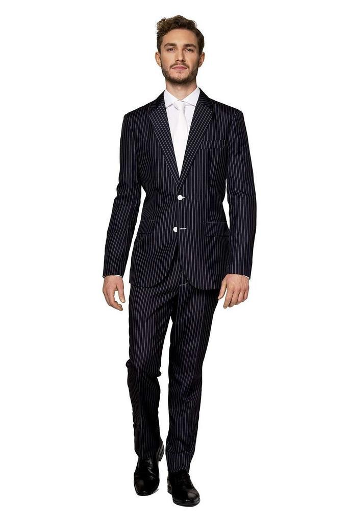Gangster Krijtstreep Zwart Pak Heren Suitmeister, Kleding | Heren, Carnavalskleding en Feestkleding, Nieuw, Verzenden