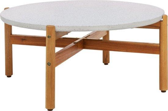2dekans | Salontafel Naturel/Wit - Acaciahout & Steen -, Huis en Inrichting, Tafels | Salontafels, Ophalen of Verzenden