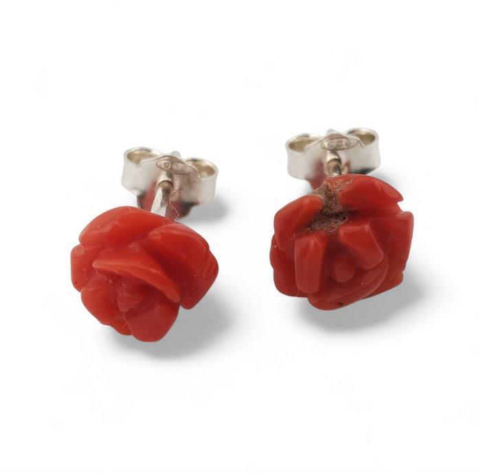 Koraal - Argentum 925 - Oorbellen, Antiek en Kunst, Curiosa en Brocante