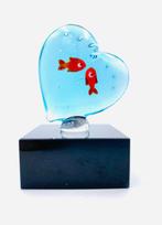 Guidotti - sculptuur, Cuore con pesci - 6.5 cm - Muranoglas