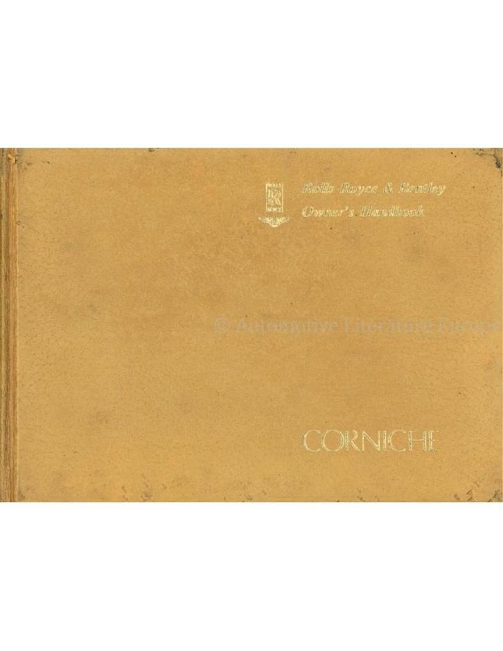 1976 ROLLS ROYCE / BENTLEY CORNICHE INSTRUCTIEBOEKJE ENGELS, Autos : Divers, Modes d'emploi & Notices d'utilisation, Enlèvement ou Envoi