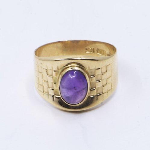 Ring - 18 karaat Geel goud - 1.37ct. tw. Amethist, Handtassen en Accessoires, Ringen