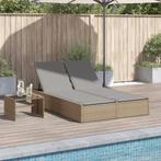 vidaXL Ligbed 2-persoons met kussens poly rattan beige, Tuin en Terras, Verzenden, Nieuw