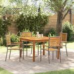 vidaXL Tuin Eettafel Set 5 pcs Grijs Massief Acacia Hout, Tuin en Terras, Verzenden, Nieuw