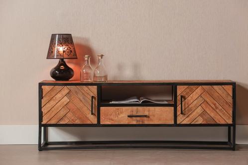 Tv-meubel Mangohout Kjeld 145 cm, Huis en Inrichting, Kasten |Televisiemeubels, Nieuw, Verzenden