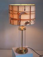 Vintage plexiglass glass table lamp/shadow Fornasetti fabric, Antiek en Kunst