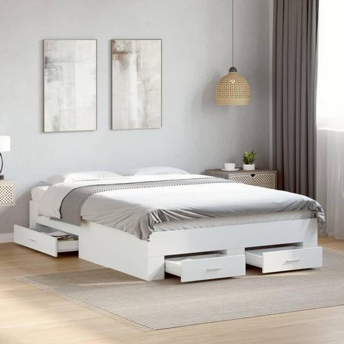 vidaXL Bedframe met lades bewerkt hout wit 120x200 cm, Huis en Inrichting, Slaapkamer | Bedden, Nieuw, Verzenden