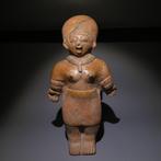 Jama-Coaque Terracotta, Mooi vrouwenfiguur. 25 cm H.