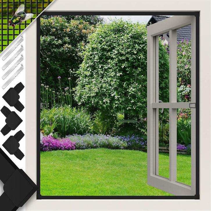 KESSER® Kesser Raamhor - 100x120cm - Vliegenhor - Antraciet, Doe-het-zelf en Bouw, Deuren en Vliegenramen, Nieuw, Verzenden