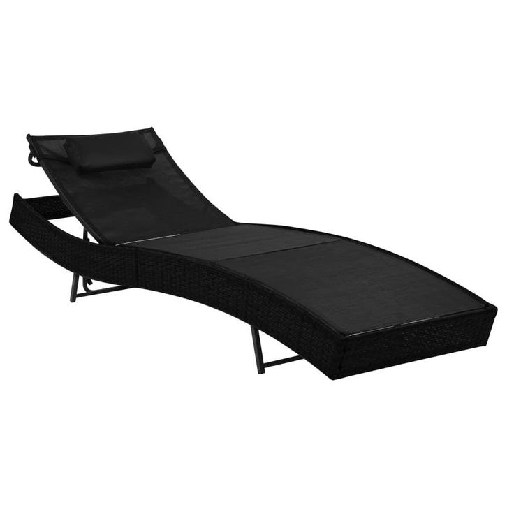 Ligbed Zwart met Kussen - Comfort! Tweede Kansje OP=OP, Tuin en Terras, Ligbedden, Verstelbaar, Nieuw, Rotan, Verzenden
