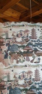 Tissu Ukiyo-e en mouvement - Élégance japonaise sur fond, Antiek en Kunst