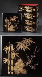 Exquise Wajima-Nuri Jubako met Chinkin-goudinleg en, Antiek en Kunst