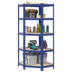 vidaXL Hoekrek 5-laags staal en bewerkt hout blauw, Verzenden, Nieuw