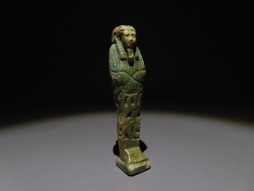 Égypte ancienne Faience Ushabti. Période tardive, 664 - 332, Verzamelen, Mineralen en Fossielen
