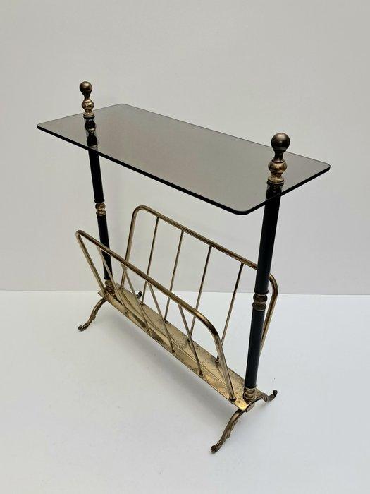 Bijzettafel - Glas - Vintage bijzettafel met krantenrek, Antiek en Kunst, Curiosa en Brocante