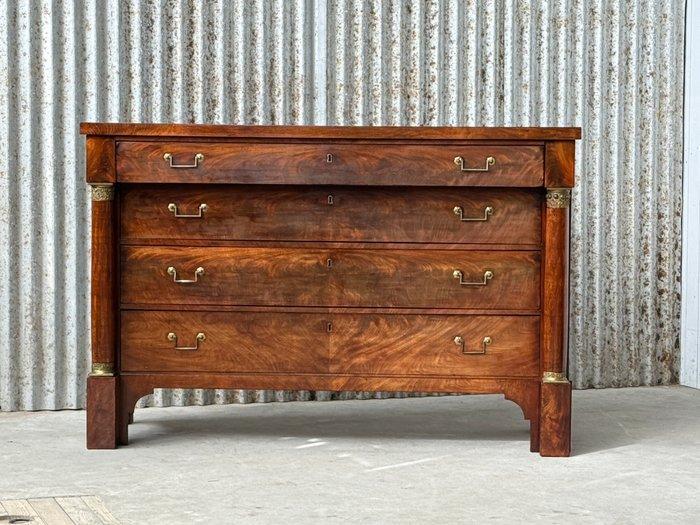 Ladekast - Mahonie, Verguld messing - Zeer breed / ondiep, Antiek en Kunst, Antiek | Meubels | Stoelen en Sofa's