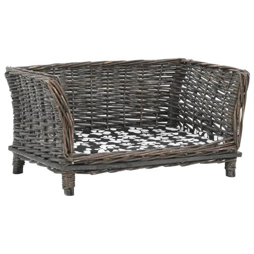 vidaXL Hondenmand met kussen 50x33x30 cm natuurlijk wilgen, Dieren en Toebehoren, Honden-accessoires, Nieuw, Verzenden
